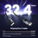 UGREEN DP ذكر إلى ذكر DP1.4 8K كابل دائري ABS Shell Braid 1m (أسود)