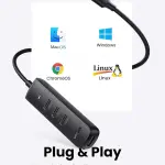 UGREEN USB 3.0 4-منفذ موزع 1m (أسود)