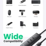 UGREEN USB 3.0 4-منفذ موزع 1m (أسود)