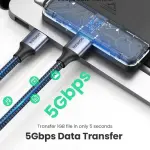 UGREEN USB-A ذكر إلى USB-A ذكر USB 3.0 غلاف ألمنيوم كابل مضفر 0.5m (أسود)