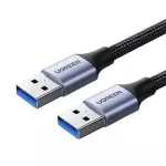 UGREEN USB-A ذكر إلى USB-A ذكر USB 3.0 غلاف ألمنيوم كابل مضفر 2m (أسود)