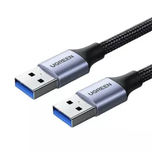 UGREEN USB-A ذكر إلى USB-A ذكر USB 3.0 غلاف ألمنيوم كابل مضفر 2m (أسود)