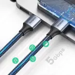 UGREEN USB-A ذكر إلى USB-A ذكر USB 3.0 غلاف ألمنيوم كابل مضفر 2m (أسود)