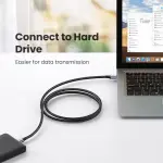 UGREEN USB-A ذكر إلى USB-A ذكر USB 3.0 غلاف ألمنيوم كابل مضفر 2m (أسود)