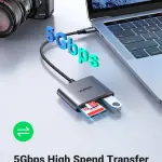 UGREEN USB-C إلى SD/TF + USB 2.0 Memory قارئ بطاقات