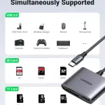 UGREEN USB-C إلى SD/TF + USB 2.0 Memory قارئ بطاقات