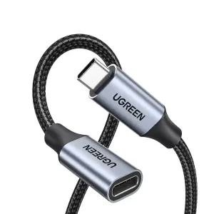 عرض UGREEN USB-C Male to Female Gen2 5A Braided Cable 0.5m (Black)