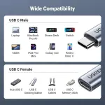 UGREEN USB-C ذكر إلى أنثى Gen2 5A كابل مضفر 0.5m (أسود)