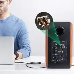 UGREEN 3.5mm ذكر إلى 2RCA Copper علبة مضفر Aux كابل 1m
