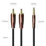 UGREEN 3.5mm ذكر إلى 2RCA Copper علبة مضفر Aux كابل 2m
