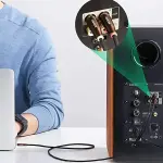 UGREEN 3.5mm ذكر إلى 2RCA Copper علبة مضفر Aux كابل 2m