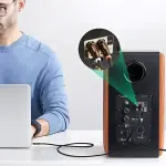 UGREEN 3.5mm ذكر إلى 2RCA Copper علبة مضفر Aux كابل 2m