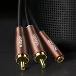 UGREEN 3.5mm ذكر إلى 2RCA Copper علبة مضفر Aux كابل 3m
