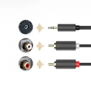 UGREEN 3.5mm ذكر إلى 2RCA ذكر كابل صوت 0.5m