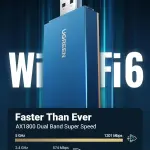 UGREEN AX1800 Dual-Band Wireless Adapter (Wi-Fi 6) 2.4GHz: 574Mbps; 5GHz: 1201Mbps