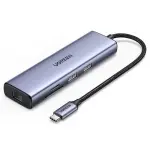 UGREEN موزع USB-C ‏7 في 1 HDMI 4K إيثرنت جيجابت وقارئ SD/TF وشحن PD 100W