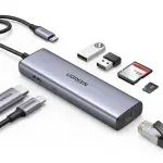 UGREEN موزع USB-C ‏7 في 1 HDMI 4K إيثرنت جيجابت وقارئ SD/TF وشحن PD 100W