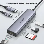 UGREEN موزع USB-C ‏7 في 1 HDMI 4K إيثرنت جيجابت وقارئ SD/TF وشحن PD 100W