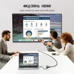 UGREEN موزع USB-C ‏7 في 1 HDMI 4K إيثرنت جيجابت وقارئ SD/TF وشحن PD 100W