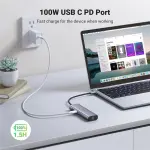 UGREEN موزع USB-C ‏7 في 1 HDMI 4K إيثرنت جيجابت وقارئ SD/TF وشحن PD 100W