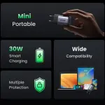 UGREEN Nexode 30W شاحن PD بتقنية GaN أوروبي رمادي