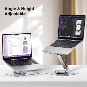UGREEN حامل لابتوب دوار بالكامل قابل للتعديل والطي أفقي rotation 360 (201mm) حتى 17.3" (فضي)