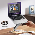 UGREEN حامل لابتوب دوار بالكامل قابل للتعديل والطي أفقي rotation 360 (201mm) حتى 17.3" (فضي)