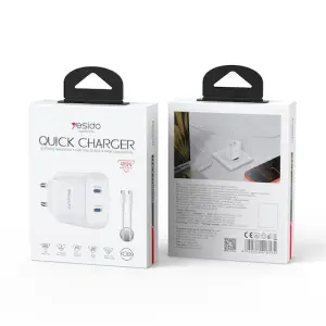 عرض YESIDO YC109 - C+C 45W Home charger EU (C TO C cable)